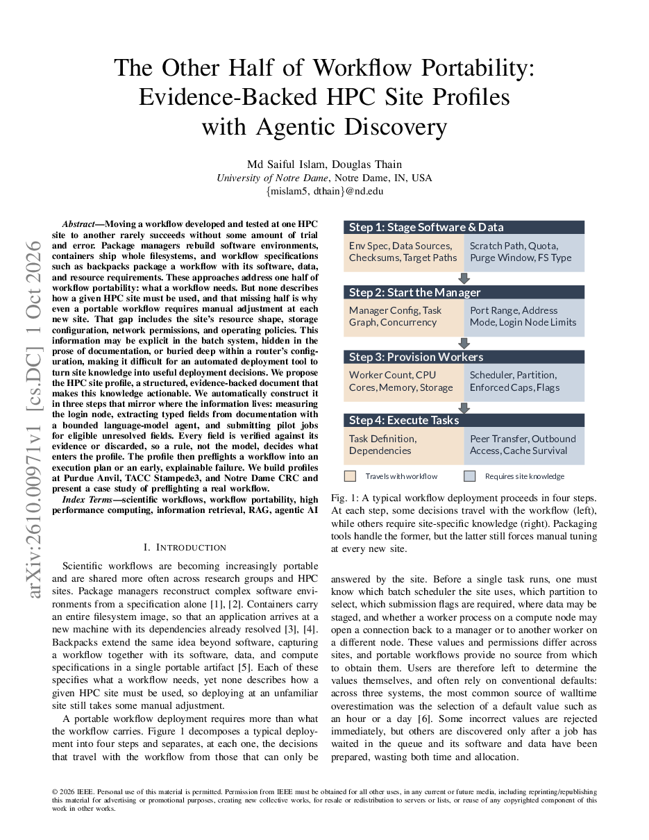 The Other Half of Workflow Portability: Constructing Evidence-Backed HPC Site Profiles with Agentic Discovery